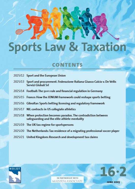 Cover van Sports Law and Taxation Journal